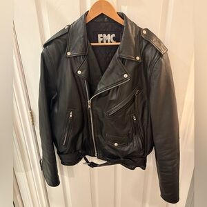 FMC Black Leather Biker Jacket